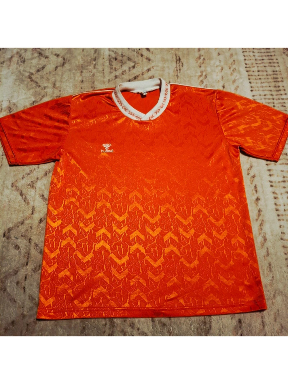 Vintage Hummel Netherlands 1988 Euro Template Orange Chevron Soccer Jersey AM